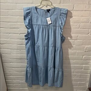 J. Crew Light Blue Ruffle Dress NWT